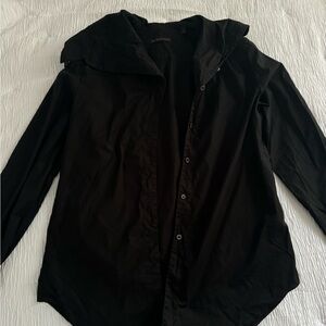 Vintage Burberry Black button-up shirt with a stylish long neck
